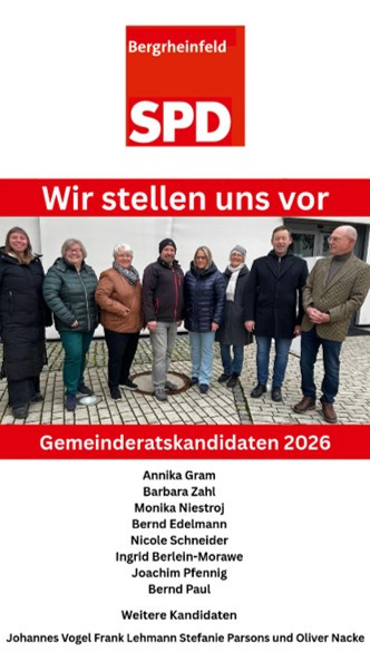 Kandidaten und Kandidatinnen SPD-Liste 2026 Gemeinderatswahl Bergrheinfeld